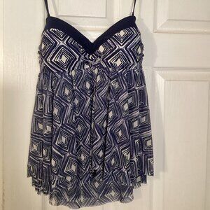 Tropical Escape Size 8 Blue Halter Tankini Top Mesh & Tummy Trimming Layers